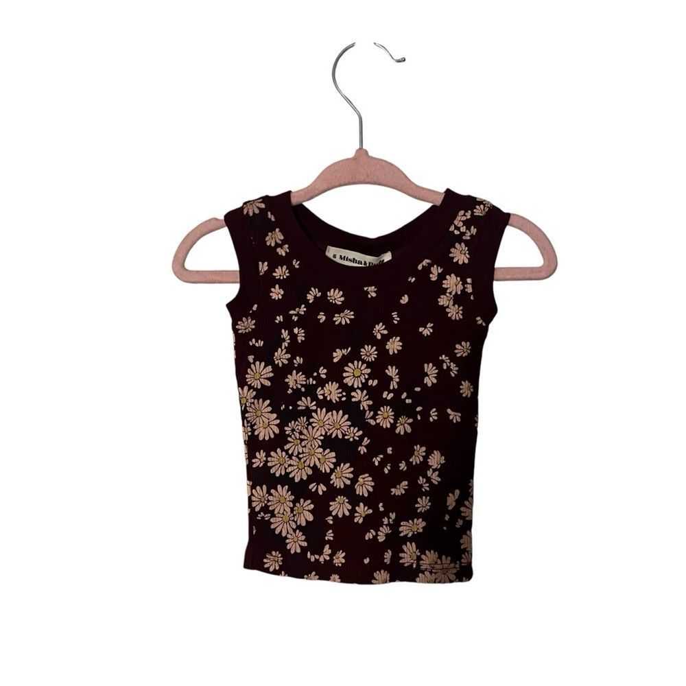 Misha & Puff Red Wild Daisy Ribbed Tank Top Size 0-3 Months NWT